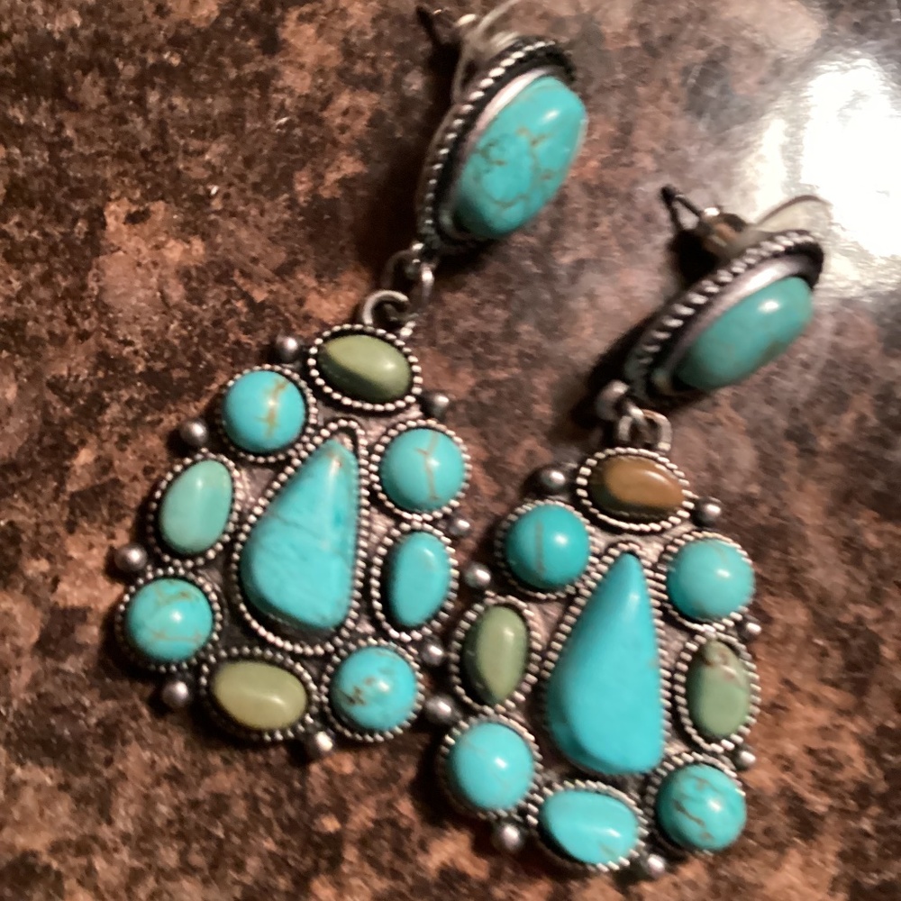 ~ Faux Turquoise Multistone Earrings ~